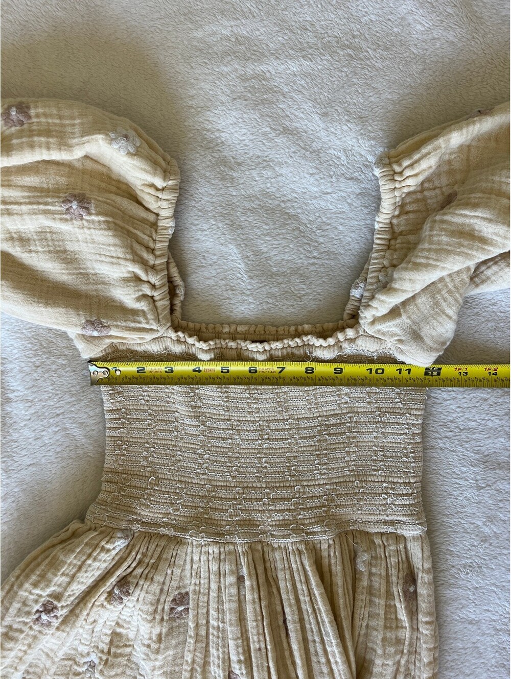 Free People - Smocked Yellow Bodice Floral Maxi Dress with Puff Sleeves, Size XS - Picture 9 of 9